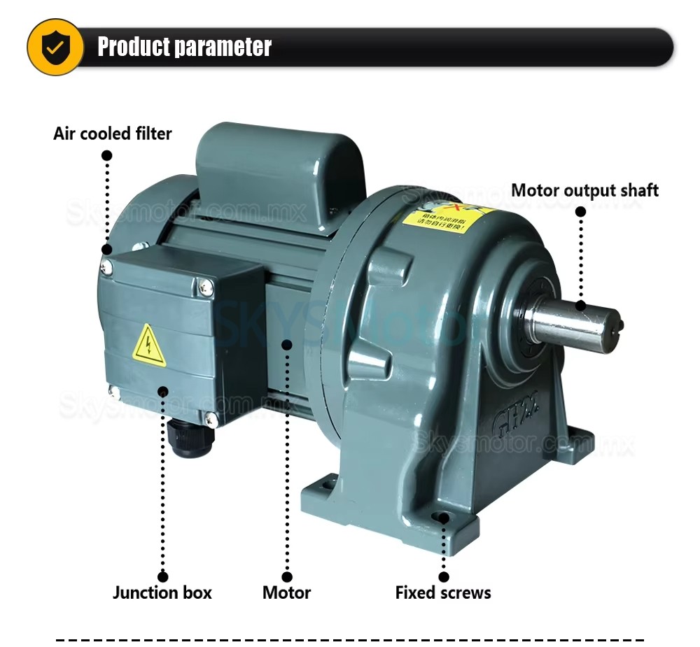 Motorreductor monof&aacute;sico de CA de 220 V y 400 W GH-22-400 W con caja de engranajes rectos de relaci&oacute;n 5:1/30:1/100:1